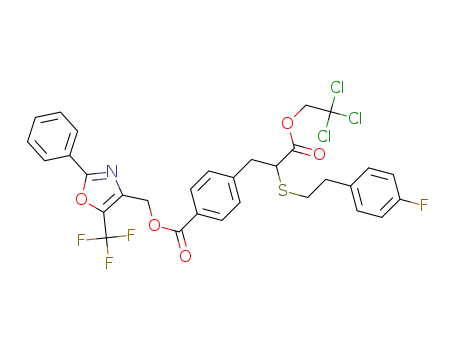 4-[2-[2-(4-fluoro-phenyl)-ethylsulfanyl]-2-(2,2,2-trichloro-ethoxycarbonyl)-ethyl]-benzoic acid 2-phenyl-5-trifluoromethyl-oxazol-4-ylmethyl ester