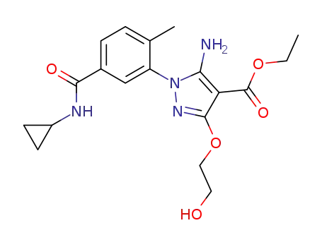 5-amino-1-(5-cyclopropylcarbamoyl-2-methyl-phenyl)-3-(2-hydroxy-ethoxy)-1H-pyrazole-4-carboxylic acid ethyl ester