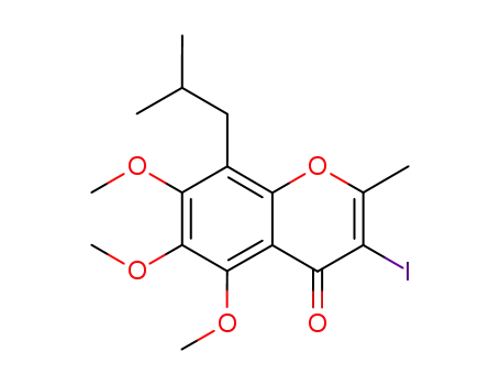 Molecular Structure of 853577-63-6 (3-iodo-8-isobutyl-5,6,7-trimethoxy-2-methyl-4H-chromen-4-one)