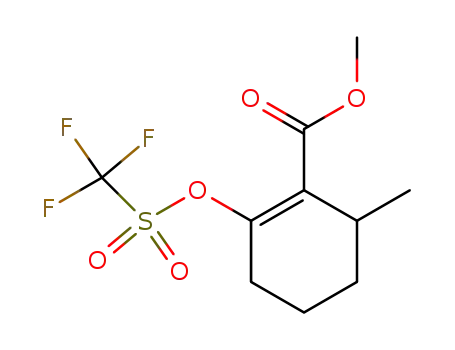 Molecular Structure of 152564-11-9 ((±)-methyl 6-methyl-2-(((trifluoromethyl)sulfonyl)oxy)cyclohex-1-enecarboxylate)