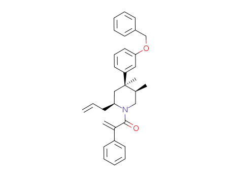 Molecular Structure of 918423-44-6 (2-Propen-1-one,
1-[(2S,4R,5R)-4,5-dimethyl-4-[3-(phenylmethoxy)phenyl]-2-(2-propen-1-
yl)-1-piperidinyl]-2-phenyl-)