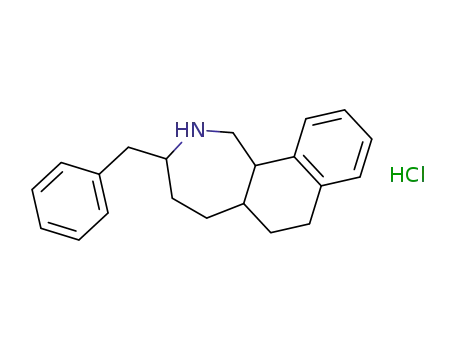Molecular Structure of 140378-42-3 (1H-Naphth[1,2-c]azepine,
2,3,4,5,5a,6,7,11b-octahydro-3-(phenylmethyl)-, hydrochloride)