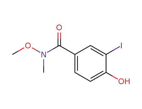 Molecular Structure of 460747-45-9 (Benzamide, 4-hydroxy-3-iodo-N-methoxy-N-methyl-)