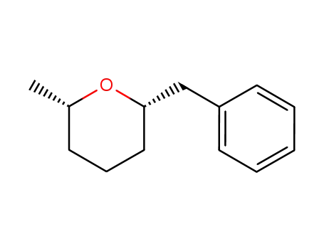 Molecular Structure of 138695-55-3 (2H-Pyran, tetrahydro-2-methyl-6-(phenylmethyl)-, cis-)