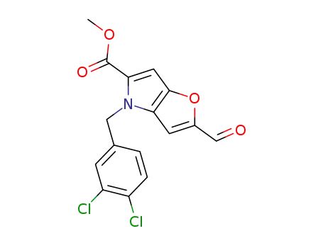 Molecular Structure of 238749-16-1 (Methyl 4-(3,4-dichlorobenzyl)-2-formylfuro[3,2-b ]pyrrole-5-carboxylate)