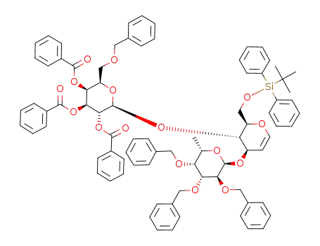 <(6-deoxy-2,3,4-tri-O-benzyl-α-L-galactopyranosyl)-(1->3)>-<(2,3,4-tri-O-benzoyl-6-O-benzyl-β-D-galactopyranosyl)-(1->4)>-1,5-anhydro-6-O-(tert-butyldiphenylsilyl)-2-deoxy-D-arabino-hex-1-enopyranose