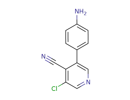Molecular Structure of 886457-32-5 (4-Pyridinecarbonitrile,  3-(4-aminophenyl)-5-chloro-)