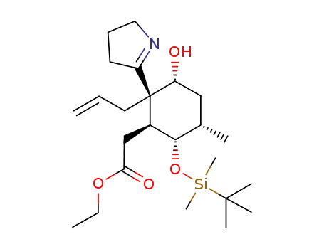 ethyl 2-((1S,2S,5S,6S)-2-allyl-6-(tert-butyldimethylsilyloxy)-2-(3,4-dihydro-2H-pyrrol-5-yl)-3-hydroxy-5-methylcyclohexyl)acetate