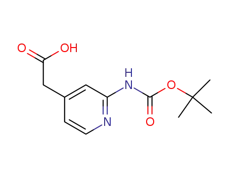 Molecular Structure of 887580-70-3 ((2-tert-Butoxycarbonylamino-pyridin-4-yl)-acetic acid)