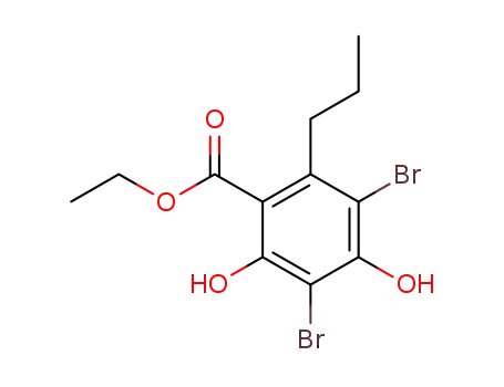 Molecular Structure of 21855-48-1 (3,5-dibromo-2,4-dihydroxy-6-propylbenzoic acid ethyl ester)