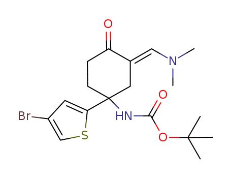 Molecular Structure of 874199-34-5 ((E)-tert-butyl 1-(4-bromothiophen-2-yl)-3-((dimethylamino)methylene)-4-oxocyclohexylcarbamate)
