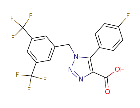 Molecular Structure of 823188-48-3 (1H-1,2,3-Triazole-4-carboxylic acid,
1-[[3,5-bis(trifluoromethyl)phenyl]methyl]-5-(4-fluorophenyl)-)