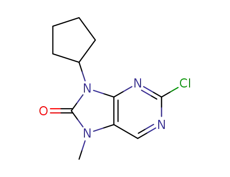 Molecular Structure of 1124329-94-7 (2-chloro-9-cyclopentyl-7-methyl-7H-purin-8(9H)-one)