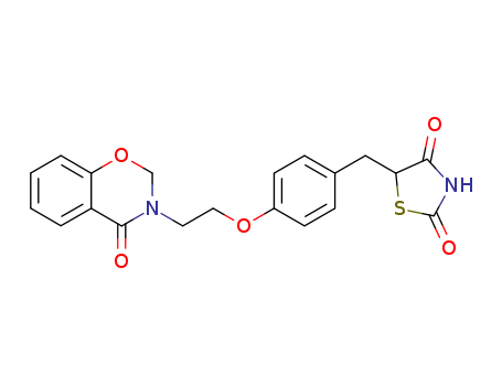Molecular Structure of 194713-46-7 (2,4-Thiazolidinedione,
5-[[4-[2-(4-oxo-2H-1,3-benzoxazin-3(4H)-yl)ethoxy]phenyl]methyl]-)