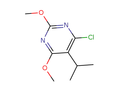 Molecular Structure of 96606-04-1 (Pyrimidine, 4-chloro-2,6-dimethoxy-5-(1-methylethyl)-)