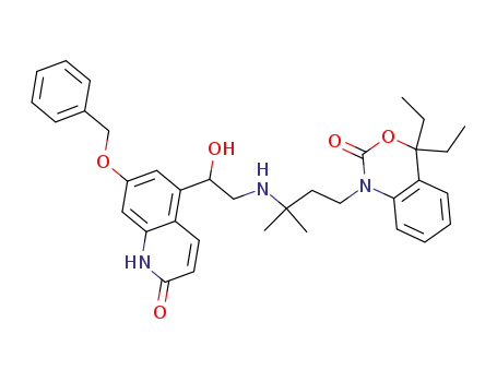 Molecular Structure of 861842-00-4 (2H-3,1-Benzoxazin-2-one,
1-[3-[[2-[1,2-dihydro-2-oxo-7-(phenylmethoxy)-5-quinolinyl]-2-hydroxyeth
yl]amino]-3-methylbutyl]-4,4-diethyl-1,4-dihydro-)