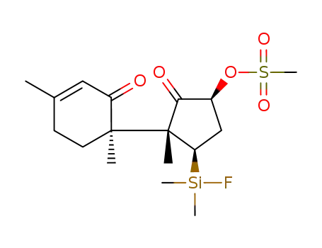 Molecular Structure of 118714-89-9 (3,6-dimethyl-6-<5-(dimethylfluorosilyl)-3-<(methylsulfonyl)oxy>-1-methyl-2-oxocyclopentyl>-2-cyclohexen-1-one)
