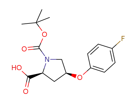 Molecular Structure of 869681-94-7 (1,2-Pyrrolidinedicarboxylic acid, 4-(4-fluorophenoxy)-,
1-(1,1-dimethylethyl) ester, (2S,4S)-)