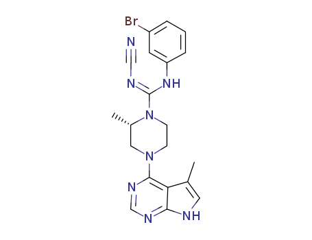1-Piperazinecarboximidamide, N'-(3-bromophenyl)-N-cyano-2-methyl-4-(5-methyl-7H-pyrrolo[2,3-d]pyrimidin-4-yl)-, (2S)-