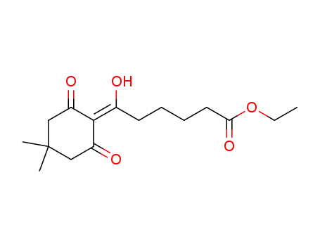 Molecular Structure of 244161-53-3 (6-(4,4-dimethyl-2,6-dioxo-cyclohexylidene)-6-hydroxy-hexanoic acid ethyl ester)