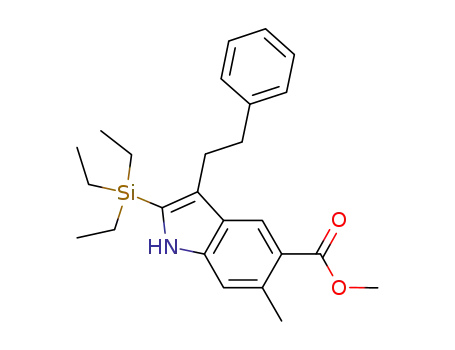 Molecular Structure of 1016170-79-8 (methyl 6-methyl-3-phenethyl-2-triethylsilyl-1H-indole-5-carboxylate)