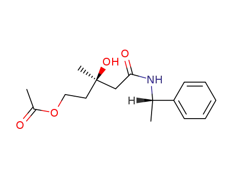 Molecular Structure of 129724-80-7 (Pentanamide, 5-(acetyloxy)-3-hydroxy-3-methyl-N-[(1S)-1-phenylethyl]-,
(3R)-)