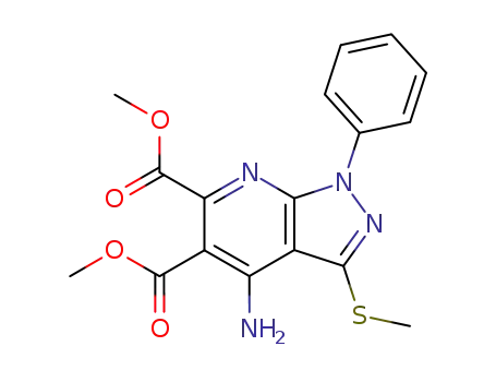 Molecular Structure of 173260-09-8 (dimethyl 4-amino-3-methylthio-1-phenylpyrazolo<3,4-b>pyridine-5,6-dicarboxylate)
