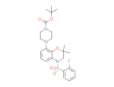 4-[4-(2-fluoro-benzenesulfonyl)-2,2-dimethyl-3,4-dihydro-2H-benzo[1,4]oxazin-8-yl]-piperazine-1-carboxylic acid tert-butyl ester