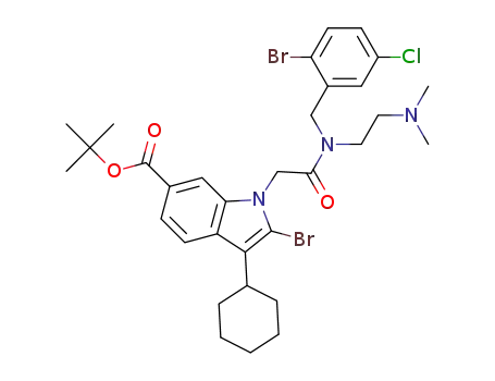 tert-butyl 2-bromo-1-(2-{(2-bromo-5-chlorobenzyl)[2-(dimethylamino)ethyl]amino}-2-oxoethyl)-3-cyclohexyl-1H-indole-6-carboxylate
