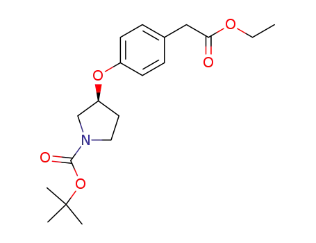 1-Pyrrolidinecarboxylic acid, 3-[4-(2-ethoxy-2-oxoethyl)phenoxy]-,
1,1-dimethylethyl ester, (3S)-