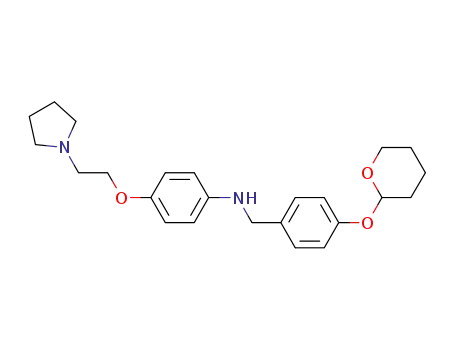 Molecular Structure of 675865-16-4 ([4-(2-pyrrolidin-1-yl-ethoxy)-phenyl]-[4-(tetrahydro-pyran-2-yloxy)-benzyl]-amine)