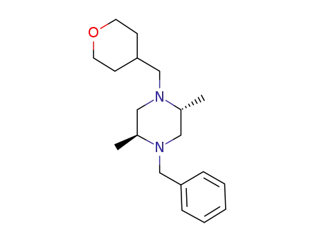 Molecular Structure of 1046787-98-7 ((2S,5R)-1-benzyl-2,5-dimethyl-4-(tetrahydro-2H-pyran-4-ylmethyl)piperazine)