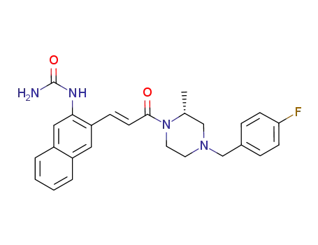 Piperazine,
1-[(2E)-3-[3-[(aminocarbonyl)amino]-2-naphthalenyl]-1-oxo-2-propenyl]-
4-[(4-fluorophenyl)methyl]-2-methyl-, (2R)-