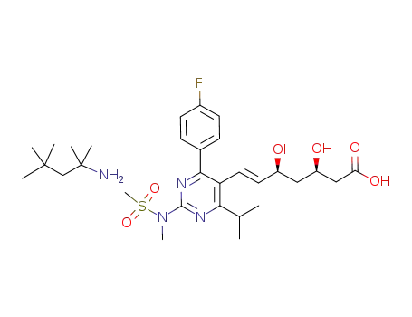 Molecular Structure of 917805-85-7 ((+)-7-[4-(4-fluorophenyl)-6-isopropyl-2-(N-methyl-N-methylsulfonylamino)pyrimidin-5-yl]-(3R,5S)-dihydroxy-(E)-heptenoic acid tert-octylammonium salt)