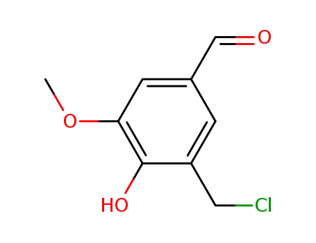 Molecular Structure of 28276-04-2 (3-CHLOROMETHYL-4-HYDROXY-5-METHOXYBENZALDEHYDE)