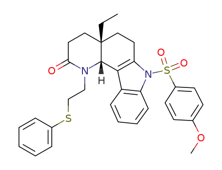 cis-4a-ethyl-1,3,4,4a,5,6,7,11c-octahydro-7-<(p-methoxyphenyl)sulfonyl>-1-<2-(phenylthio)ethyl>-2H-pyrido<3,2-c>carbazol-2-one