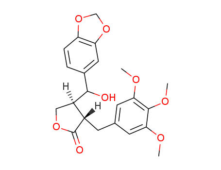 2(3H)-Furanone,4-(1,3-benzodioxol-5-ylhydroxymethyl)dihydro-3-[(3,4,5-trimethoxyphenyl)methyl]- cas  6267-80-7