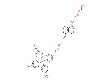 Molecular Structure of 346701-88-0 (2-(2-{5-[2-(2-{4-[bis-(4-<i>tert</i>-butyl-phenyl)-(4-ethyl-phenyl)-methyl]-phenoxy}-ethoxy)-ethoxy]-naphthalen-1-yloxy}-ethoxy)-ethanol)