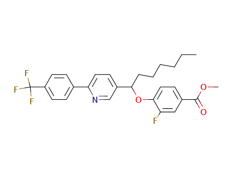 Molecular Structure of 871253-41-7 (3-fluoro-4-{1-[6-(4-trifluoromethyl-phenyl)-pyridin-3-yl]-heptyloxy}-benzoic acid methyl ester)
