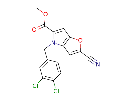 Molecular Structure of 238749-19-4 (Methyl 2-cyano-4-(3,4-dichlorobenzyl)furo[3,2-b ]pyrrole-5-carboxylate)