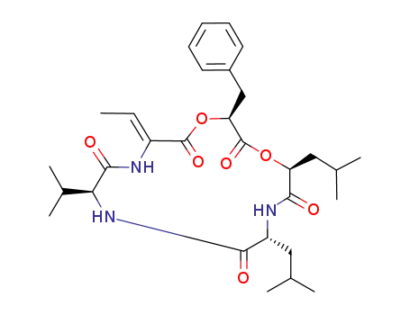 Cyclo[(RS)-R-hydroxybenzenepropanoyl-(2S)-2- hydroxy-4-methylpentanoyl-D-leucyl-Lvalyl-( 2Z)-2-amino-2-butenoyl] 