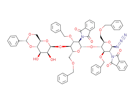 O-(4,6-O-benzylidene-β-D-mannopyranosyl)-(1->4)-O-(3,6-di-O-benzyl-2-deoxy-2-phthalimido-β-D-glucopyranosyl)-(1->4)-3,6-di-O-benzyl-2-deoxy-2-phthalimido-β-D-glucopyranosyl azide