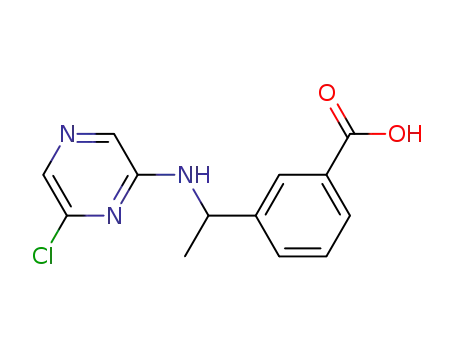 Molecular Structure of 1027256-79-6 (3-{1-[(6-chloropyrazin-2-yl)amino]ethyl}benzoic acid)