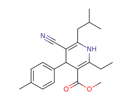 Molecular Structure of 851578-66-0 (methyl 5-cyano-2-ethyl-6-isobutyl-4-(4-methylphenyl)-1,4-dihydropyridine-3-carboxylate)