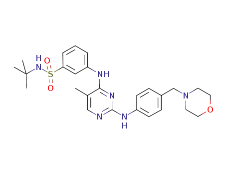 Molecular Structure of 936091-15-5 (N-(tert-Butyl)-3-[[5-methyl-2-[[4-(4-morpholinylmethyl)phenyl]amino]-4-pyrimidinyl]amino]benzenesulfonamide)
