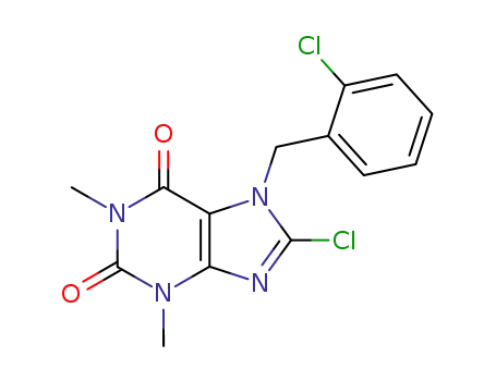 Molecular Structure of 1604-77-9 (8-chloro-7-(2-chlorobenzyl)-1,3-dimethyl-3,7-dihydro-1H-purine-2,6-dione)