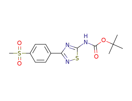 Molecular Structure of 1101173-95-8 (tert-butyl 3-(4-(methylsulfonyl)phenyl)-1,2,4-thiadiazol-5-ylcarbamate)