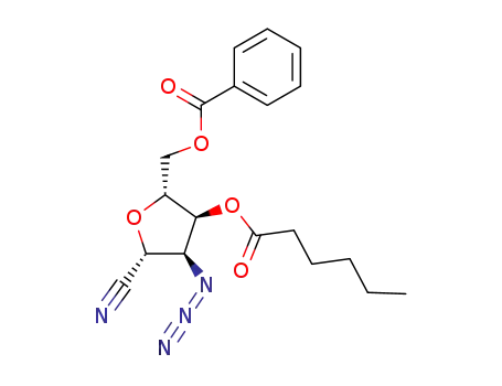 2,5-anhydro-3-azido-6-O-benzoyl-3-deoxy-4-O-hexanoyl-D-allononitrile