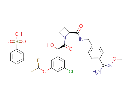 Molecular Structure of 631916-97-7 (2-AzetidinecarboxaMide, 1-[(2R)-[3-chloro-5-(difluoroMethoxy)phenyl]hydroxyacetyl]-N-[[4-[iMino( MethoxyaMino)Methyl]phenyl]Methyl]-, (2S)-, Monobenzenesulfonate (salt))