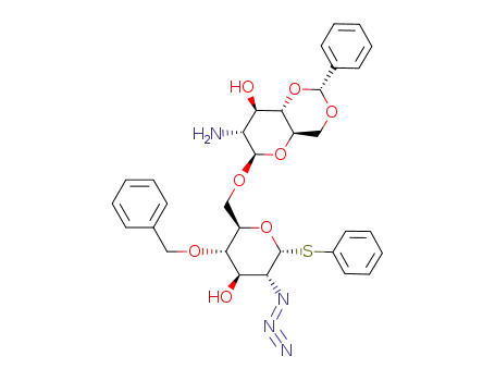 phenyl 6-O-(2-amino-4,6-O-benzylidene-2-deoxy-β-D-glucopyranosyl)-2-azido-4-O-benzyl-2-deoxy-1-thio-α-D-glucopyranoside